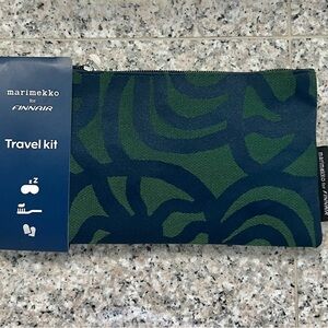 $15 or 2/$25 NWT Finnair Marimekko Green and Blue Patterned Travel Kit